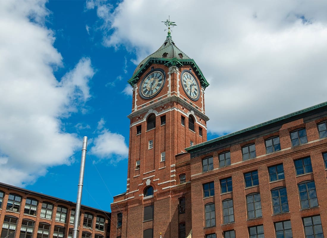 Service Center - Historic Ayer Mills by the Merrimack River in Downtown Lawrence, Massachusetts Ma, USA